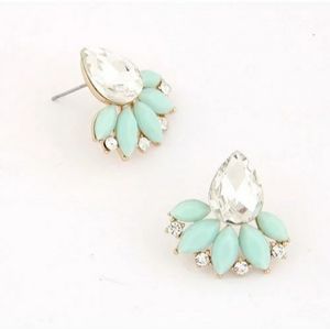 Mint CZ Statement Earring Studs gemstone gold